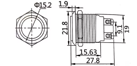 19mm Metal Push Button 12V 24V Momentary Push To Make Switch 16A MURE K588