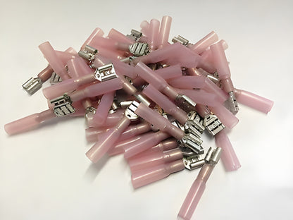 50 X 6.3mm Half Insulated Red Female Spade Heat Duraseal Type Terminals Mure HS3