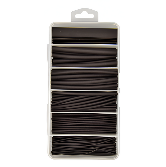 87 Piece Dual-Wall Adhesive-Lined Heatshrink Assortment Kit, 3:1 Ratio, Black, Assorted Sizes CTIE CHSK2
