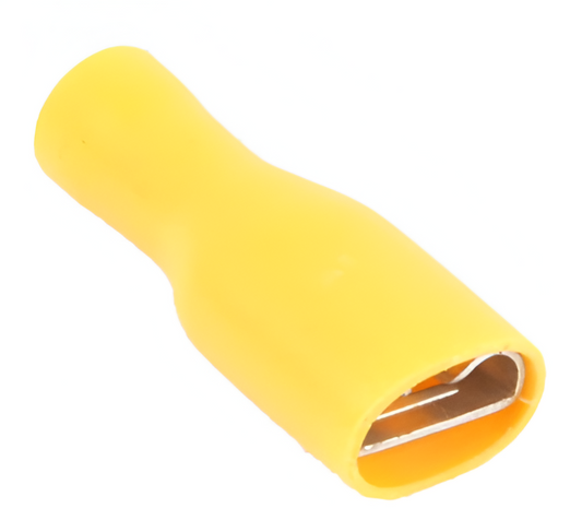 50x Fully Insulated Female Spade Terminal – 9.5mm Yellow ET49