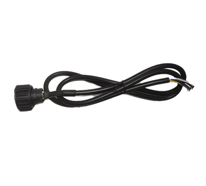 Black cable with connectors on a white background