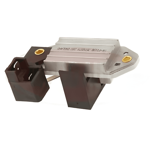 Mechanical component with plastic and black parts on a white background