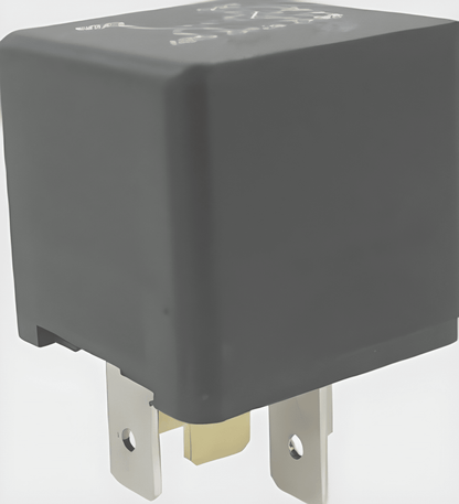 24V 15A change-over mini relay with built-in diode protection (02-019), moulded plastic bracket and spade terminals for vehicle installations.