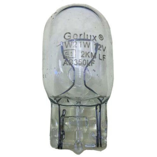 Car light bulb with 'Gerlux' branding on a white background