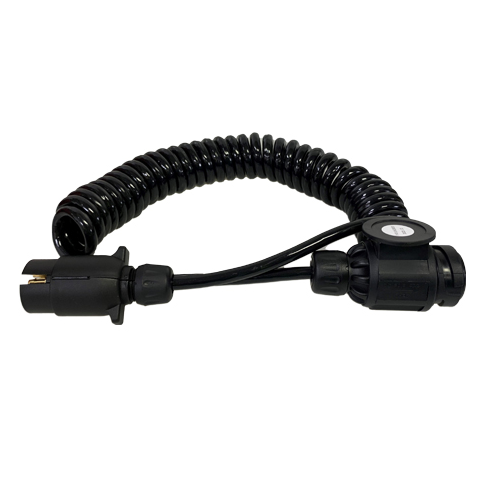 side view of 3M 7 to 8 Pin Curly Conversion Lead 13 Pin Type Plug Maypole MP5889
