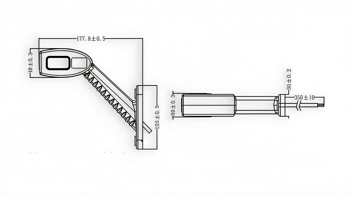 measurement diagram for a led stalk marker light with dimesnion labels