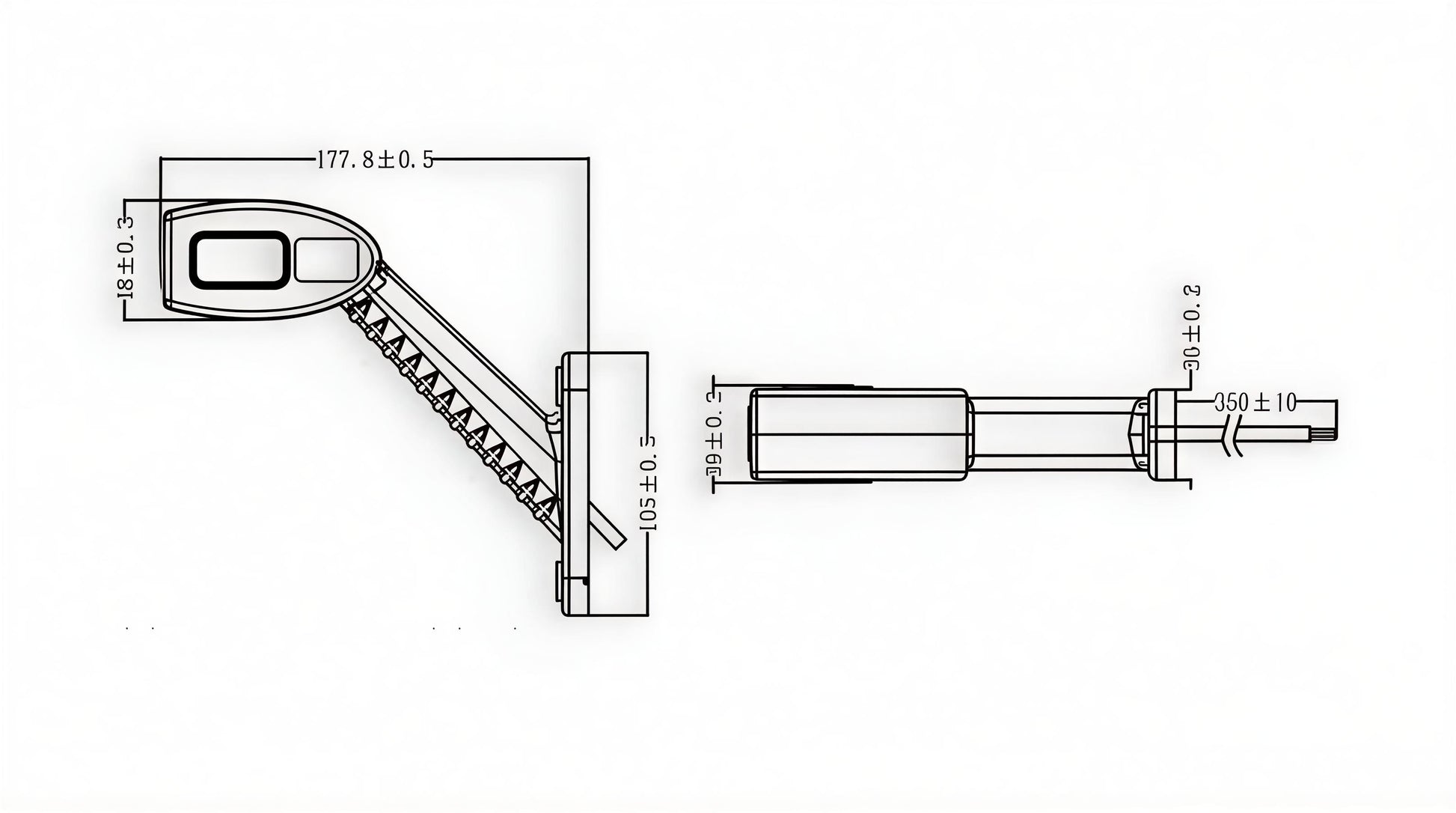 measurement diagram for a led stalk marker light with dimesnion labels