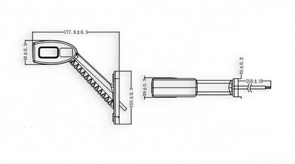 measurement diagram for a led stalk marker light with dimesnion labels