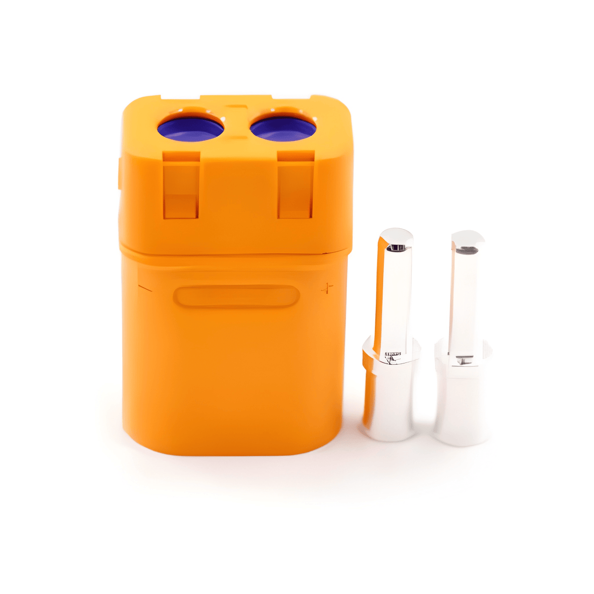 MURE LFB40-MF 40 Amp Male Female 2 Pin Power Connector Kit orange housing with two silver pins on white background