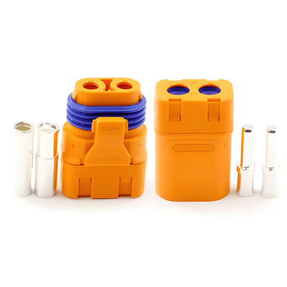 MURE LFB40-MF 40 Amp Male Female 2 Pin Power Connector Kit orange housing with blue waterproof seals