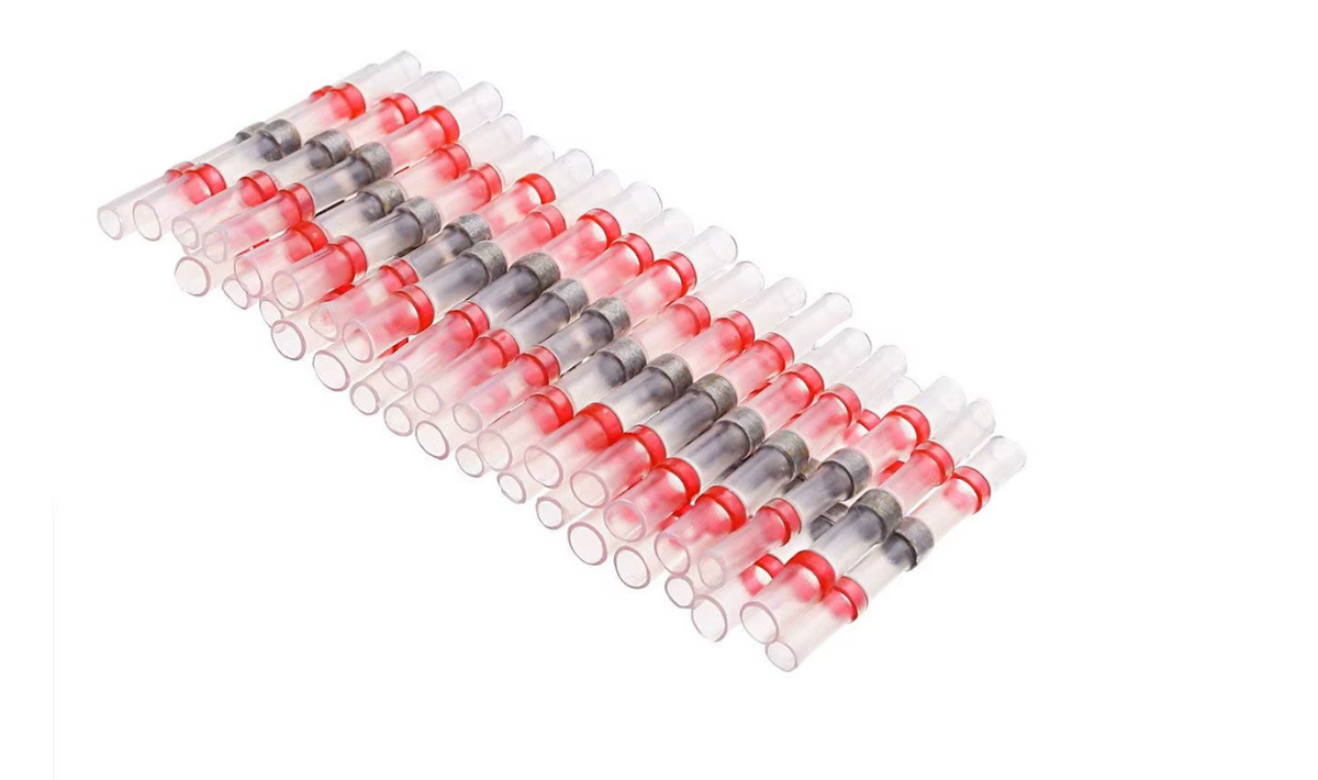 100X Red Heat Shrink Straight Solder Crimp Connectors Waterproof Butt Terminals 18-22 AWG MURE SCCRx100