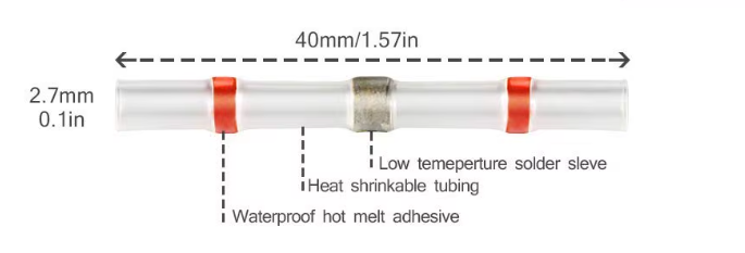 100X Red Heat Shrink Straight Solder Crimp Connectors Waterproof Butt Terminals 18-22 AWG MURE SCCRx100
