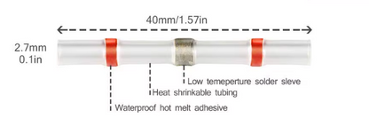 100X Red Heat Shrink Straight Solder Crimp Connectors Waterproof Butt Terminals 18-22 AWG MURE SCCRx100