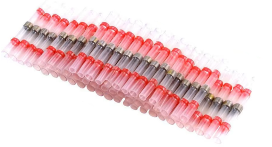 100X Red Heat Shrink Straight Solder Crimp Connectors Waterproof Butt Terminals 18-22 AWG MURE SCCRx100