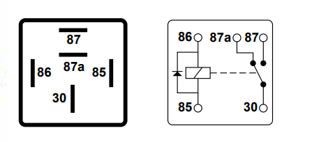 diagram for 5 Pin Changeover Relay Switch 12V 40A Mini Diode Terminal Wood Auto Rly1018B - Mid-Ulster Rotating Electrics Ltd