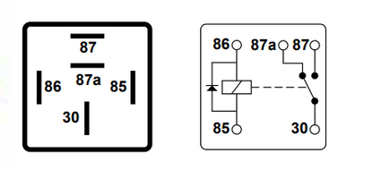 diagram for 5 Pin Changeover Relay Switch 12V 40A Mini Diode Terminal Wood Auto Rly1018B - Mid-Ulster Rotating Electrics Ltd