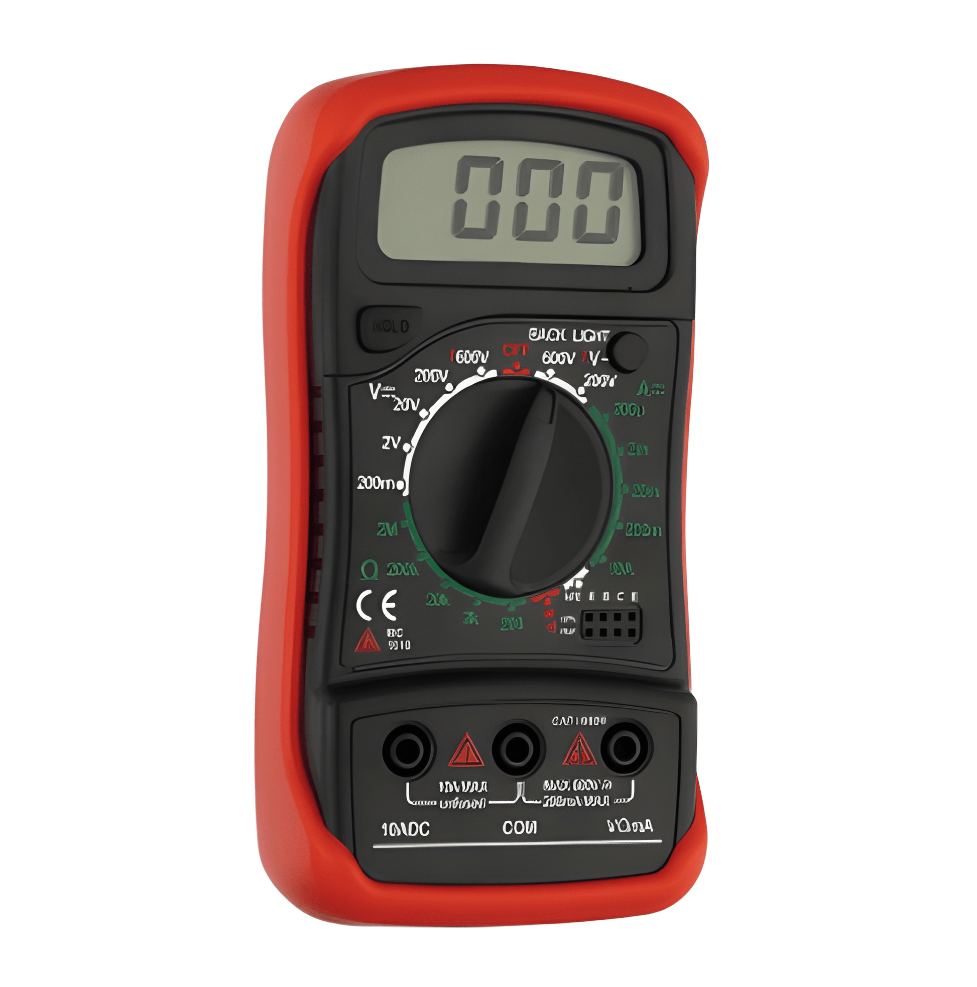 Three-quarter view of the Guardian VM1 highlighting the clear display, data hold button, and rugged handheld design.