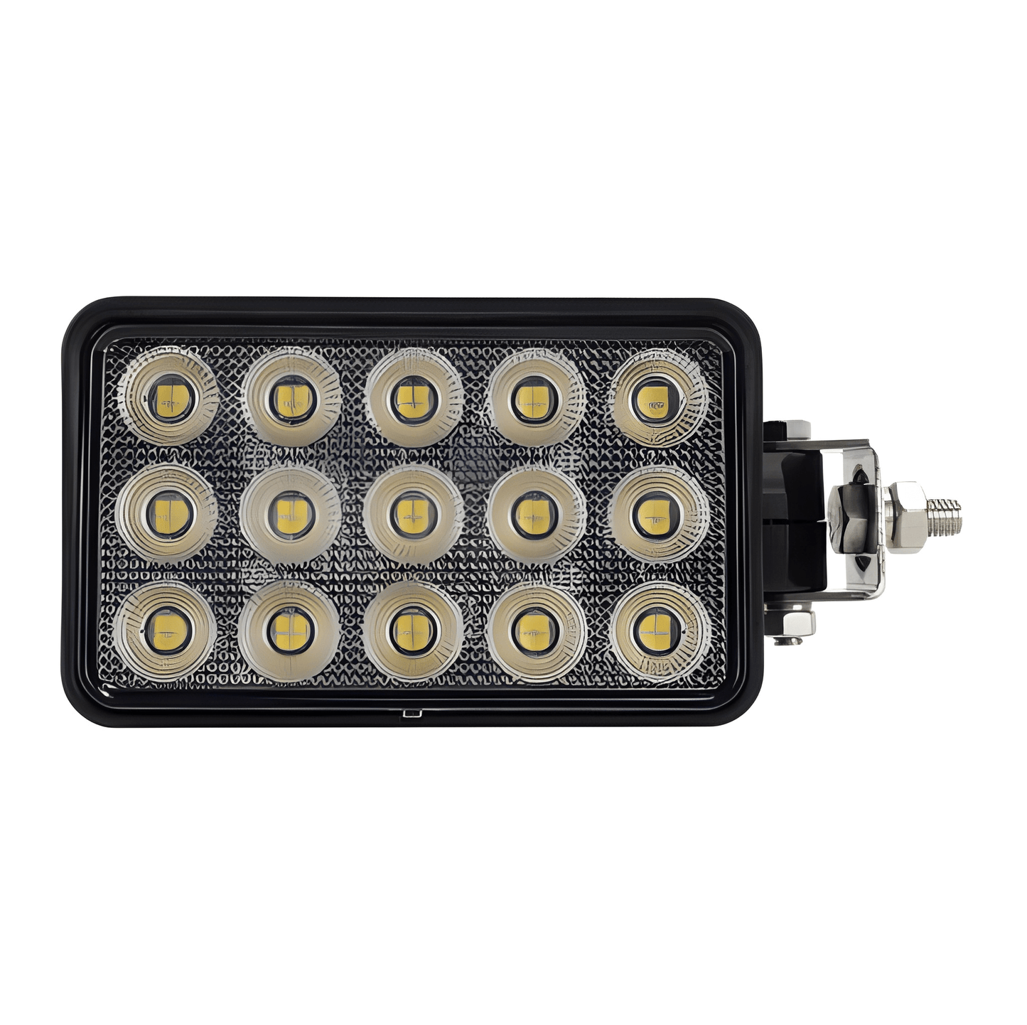 Rectangular LED light bar with multiple circular components on a white background