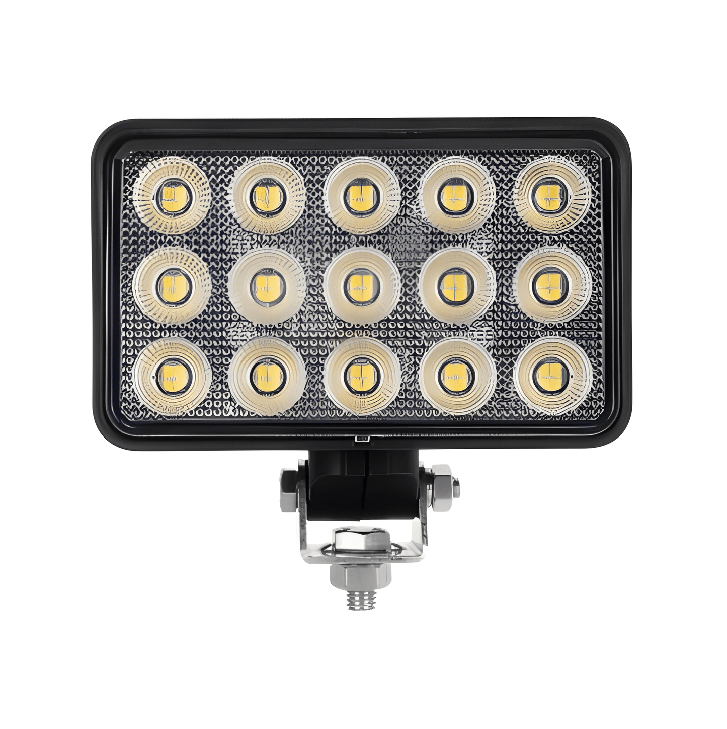 Rectangular LED light bar with multiple circular lights on a white background