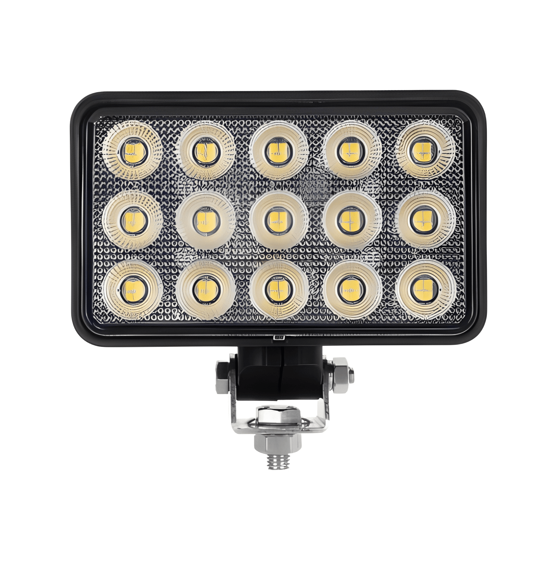 Rectangular LED light bar with multiple circular lights on a white background