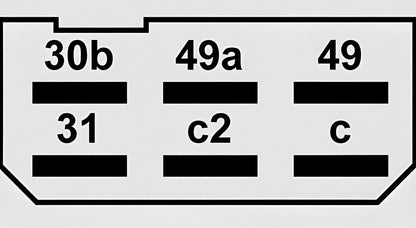 Diagram with labeled components for 6 Pin Flasher Unit Relay Commercial Lorry 24V Indicator Hazard Towing Current Care 01-028