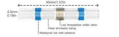 100X Blue Heat Shrink Straight Solder Crimp Connectors Waterproof Butt Terminals 16-14 AWG MURE SCCBx100