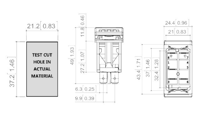 12V 24V Rocker Switch Momentary 2 Pin (ON) OFF Black Carling Style MURE SW78