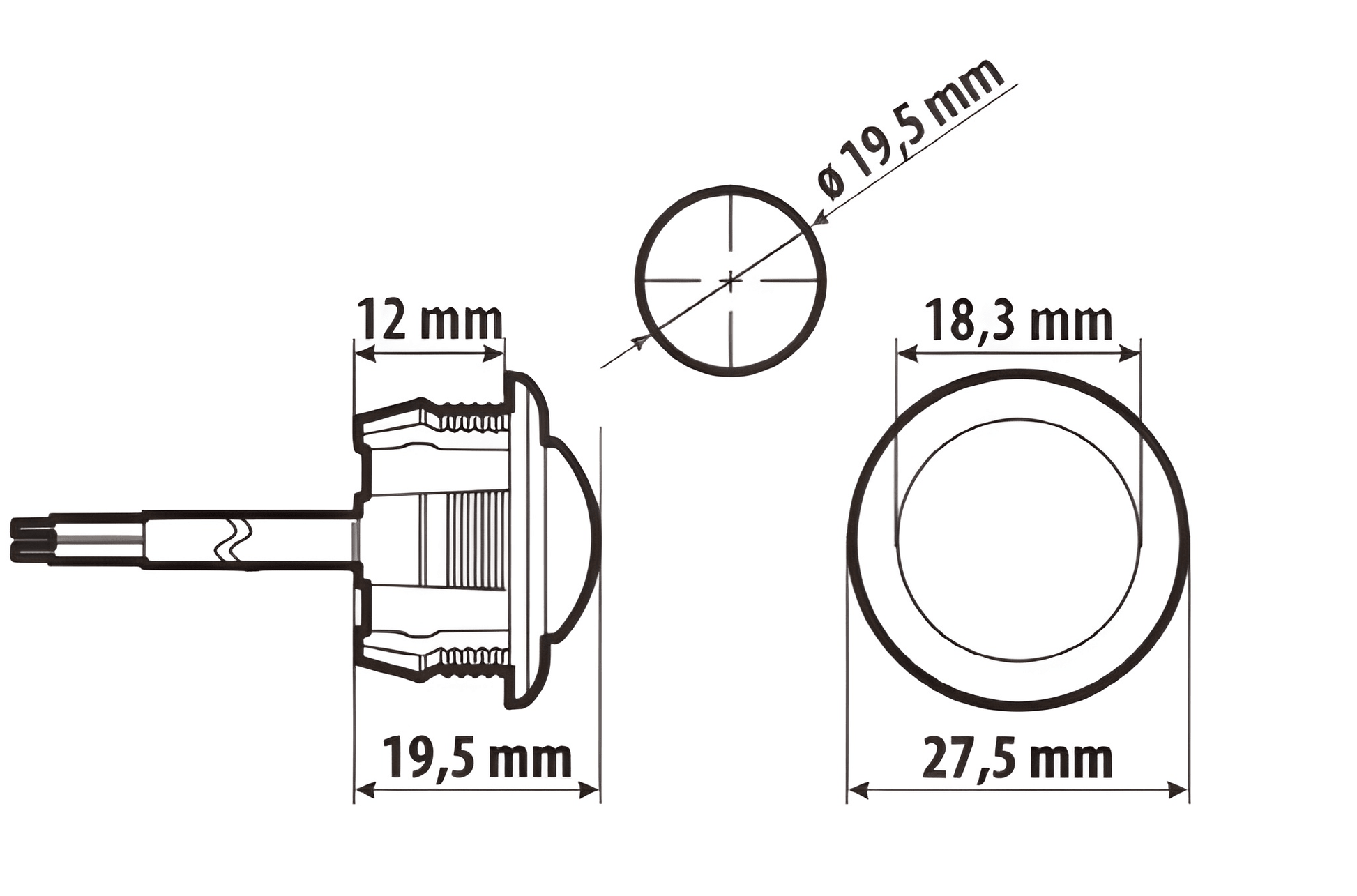 Diagram Showing Dimensions for D-VSWD-802 Marker LED Lights 802 Series From DALTEC