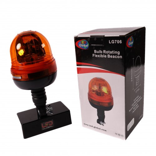Bulb Type Pole Din Mount Amber Rotating Beacon 12v E mark R65 CE Aproved LED Global LG706