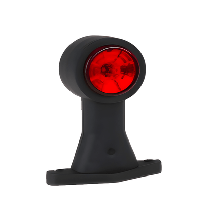 Black stalk marker light with red lens on a white background