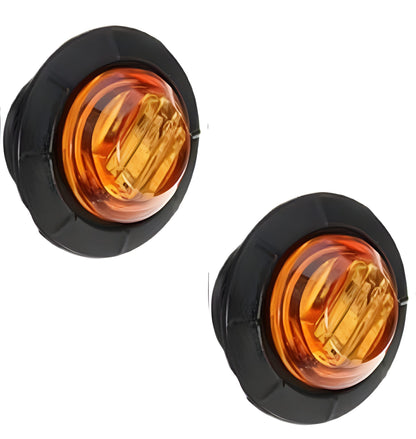 10-30V LED ROUND MARKER LIGHT Amber 2PC Button Marker Pre Wired ECE IP67 Approved LED GLOBAL LG123 Amber