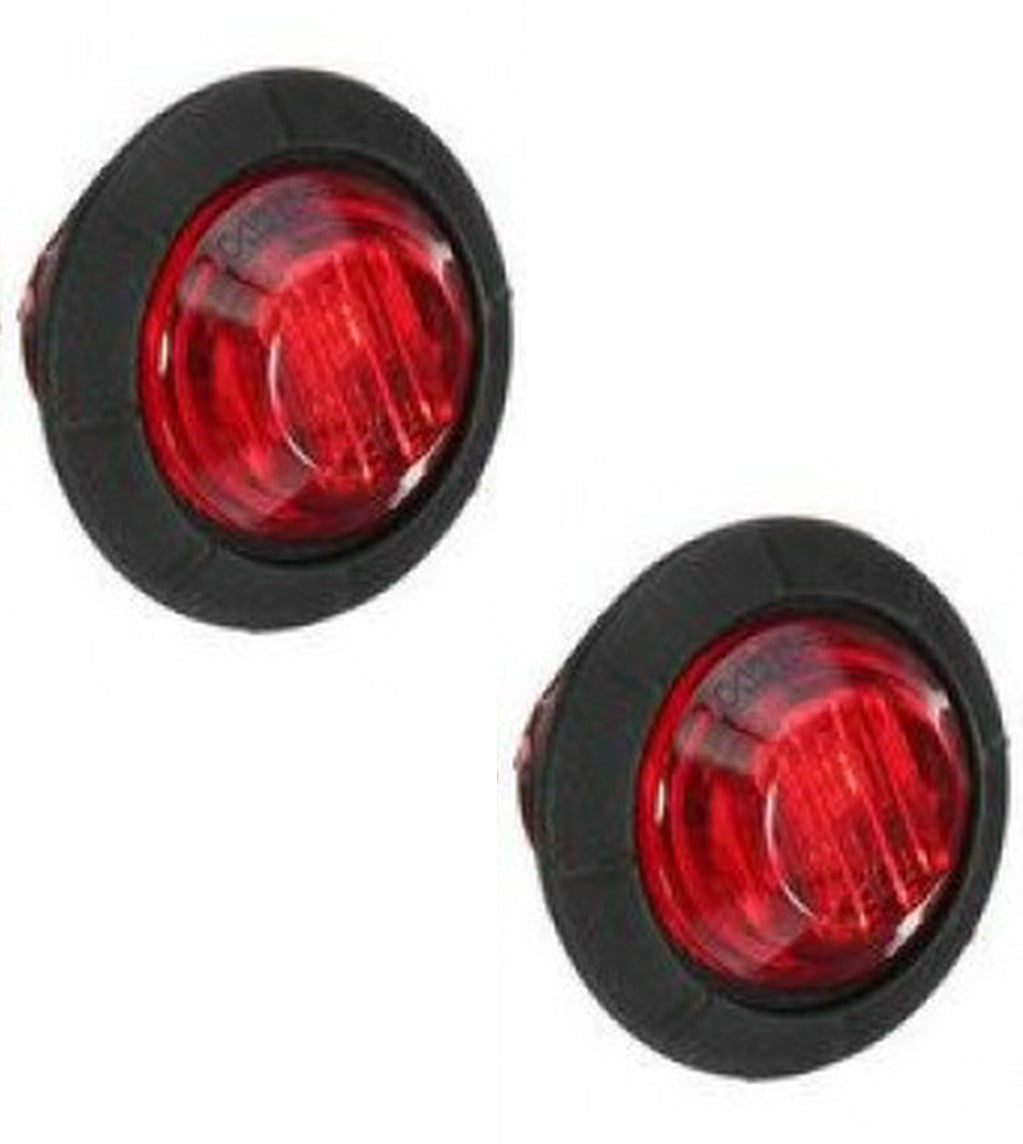 12/24V LED ROUND REAR END MARKER LIGHT Red 2PC Button Marker Pre Wired ...