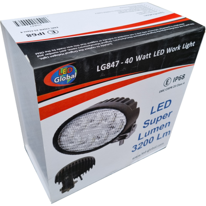 40W LED ADJUSTABLE OVAL WORK LIGHT 3200LUM  ECE R10 Appoved 9 to 32v LED Global LG847