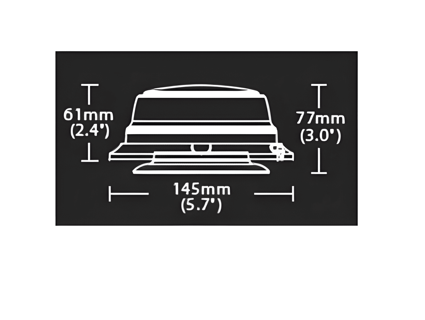 measurement diagram for Low Profile LED Magnet Beacon 12v 24v 4 Flash Patterns (Amber)