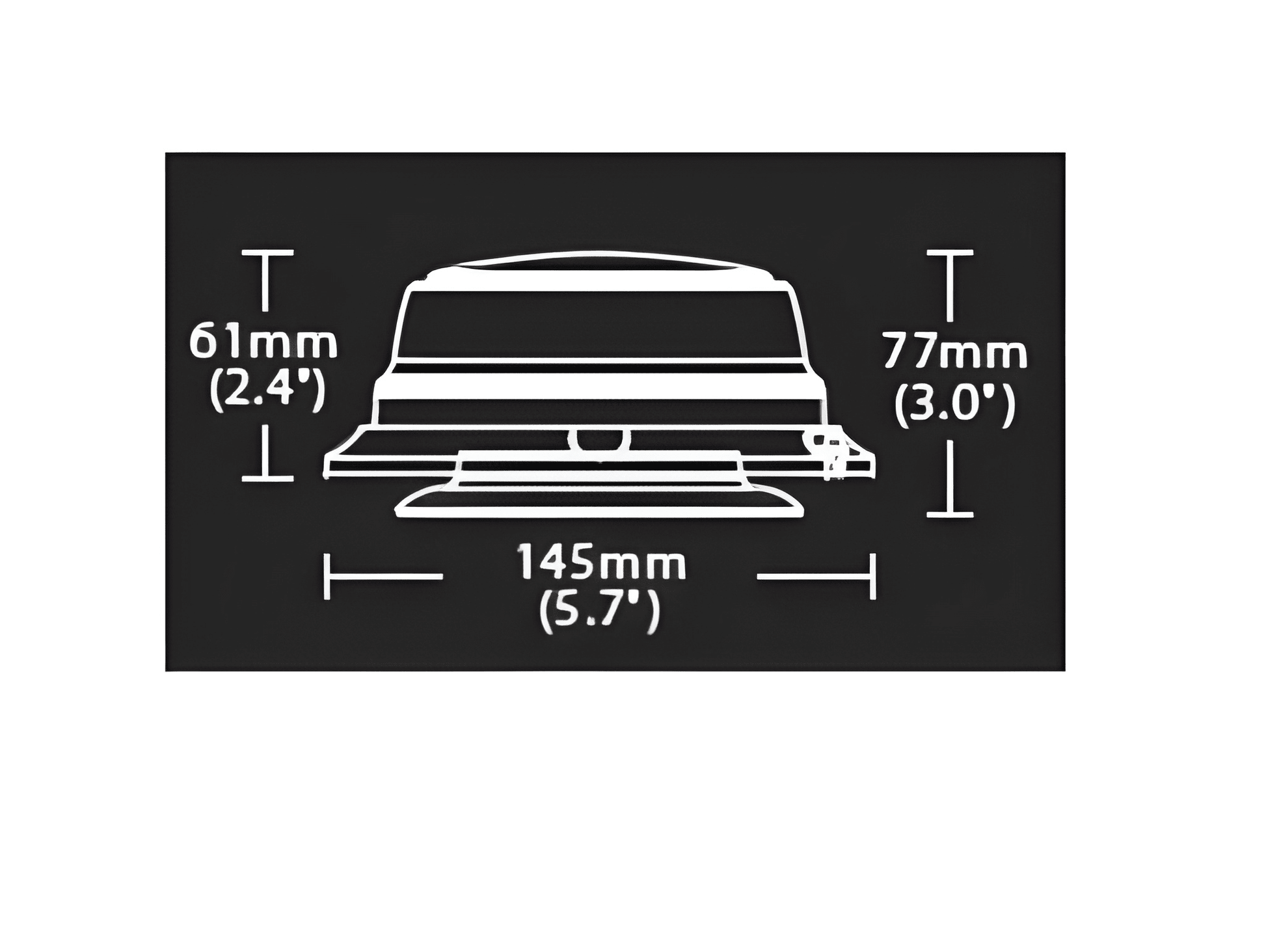 measurement diagram for Low Profile LED Magnet Beacon 12v 24v 4 Flash Patterns (Amber)