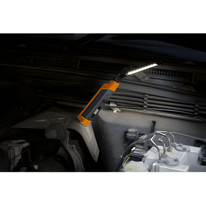 Maypole MP4057 LED Slimline Foldable Inspection Hand Lamp Wand illuminating a dark engine bay