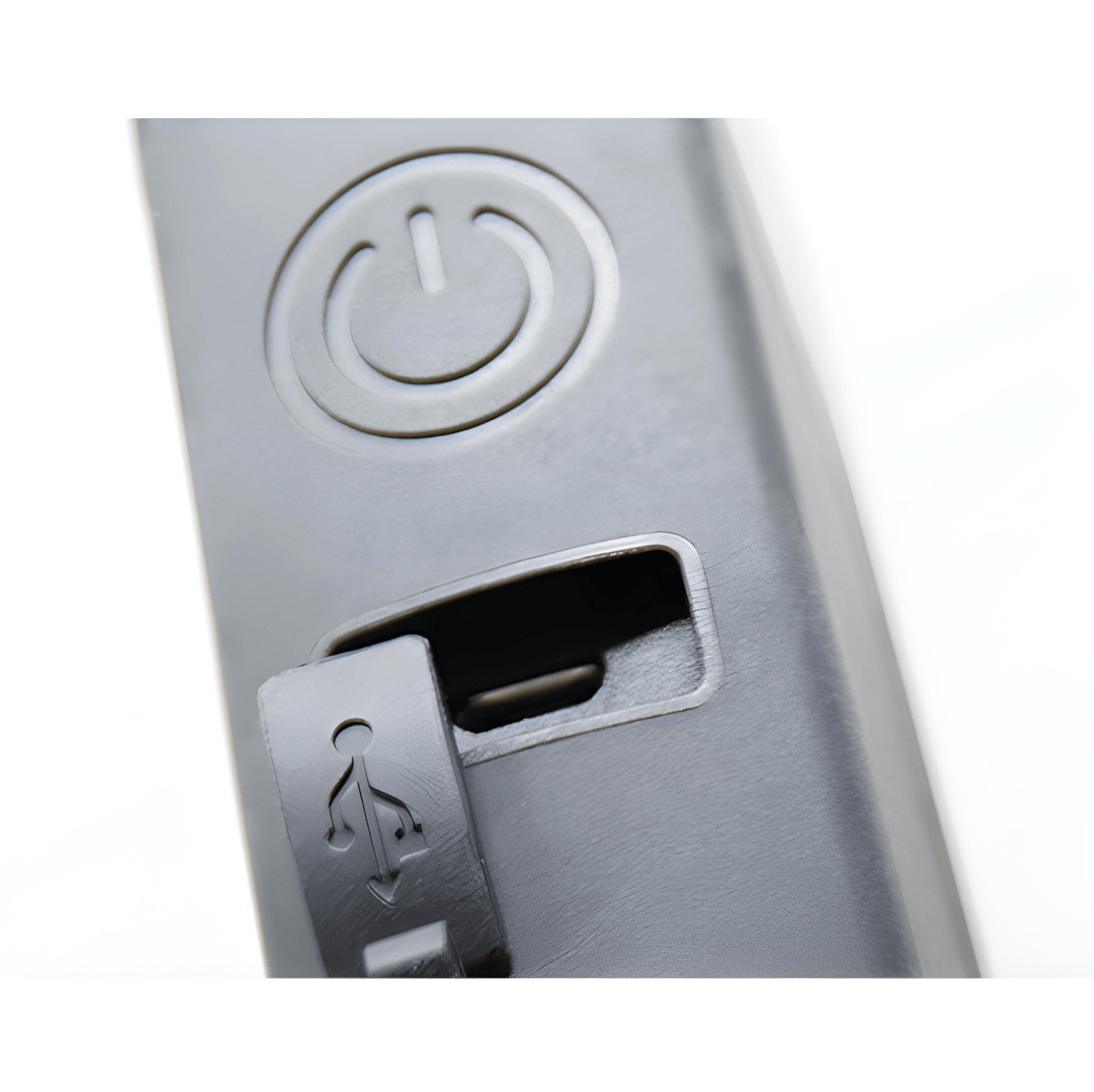 Close-up of the MP4057 Maypole LED Slimline Inspection Wand showing the power button and USB charging port
