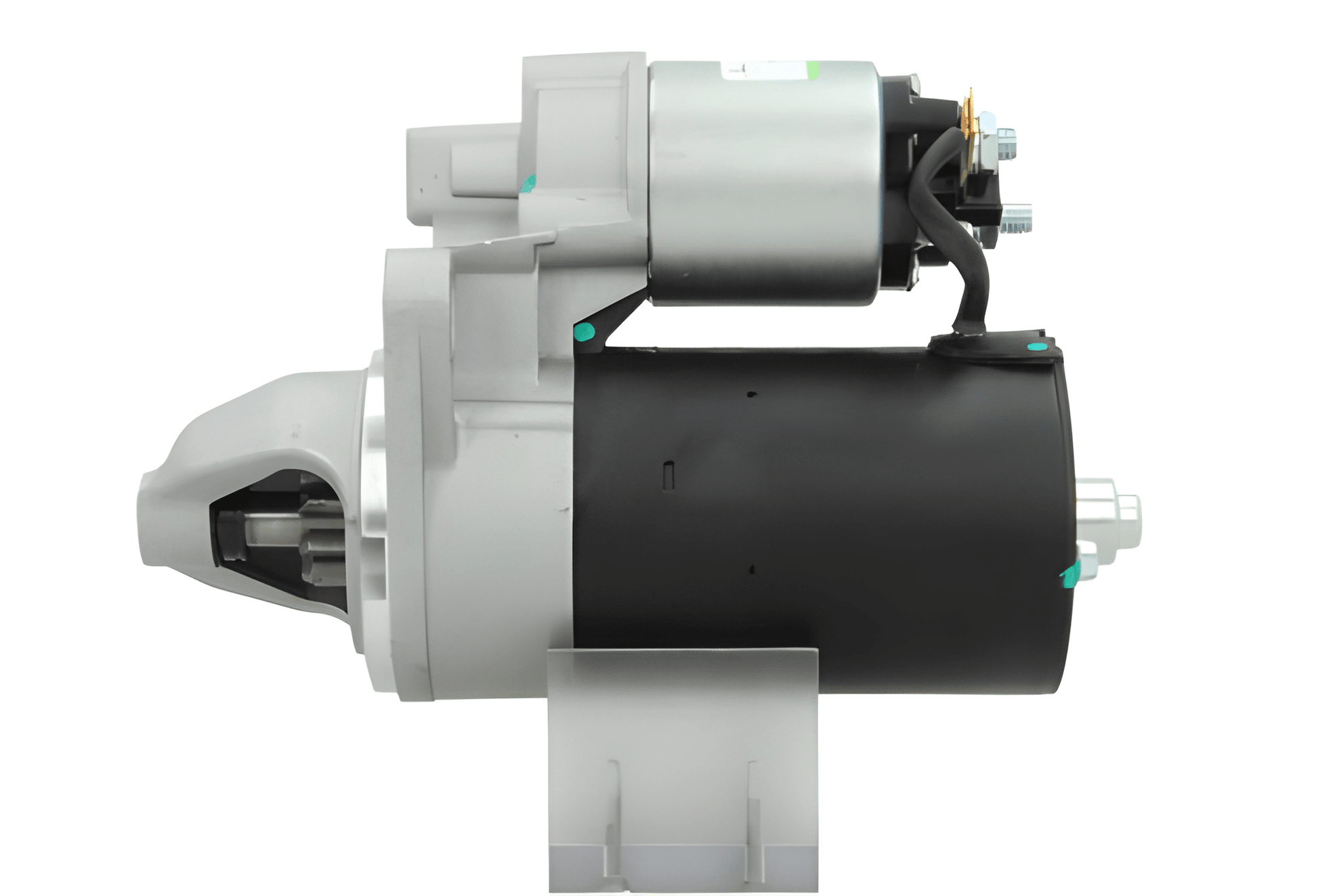 side view of a New 12V 1.1KW Starter Motor 9 Teeth Fits Perkins, JCB, Ford, Volvo 110552  STR23007