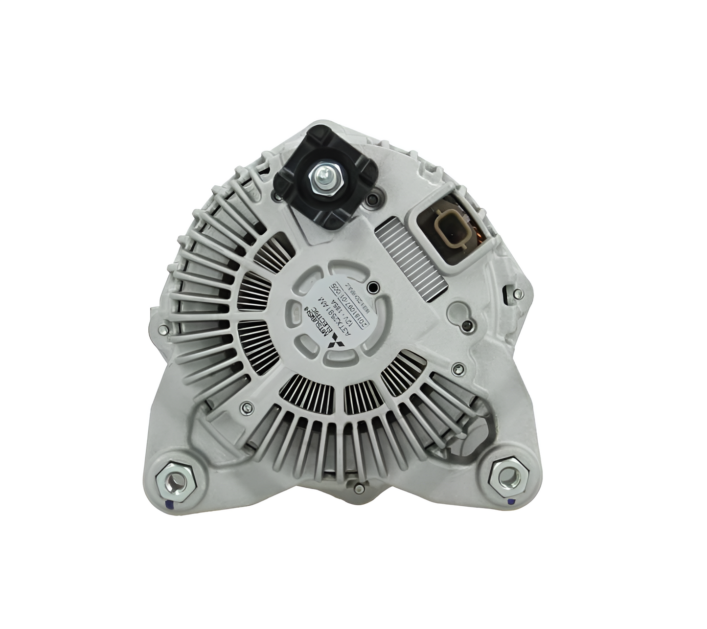 back view of a Car alternator on a white background