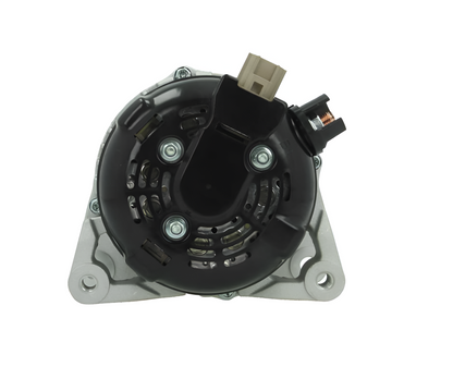 rear view of a Car alternator on a white background