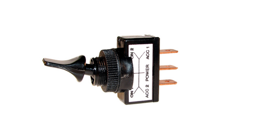 black on off on toggle switch on a white background