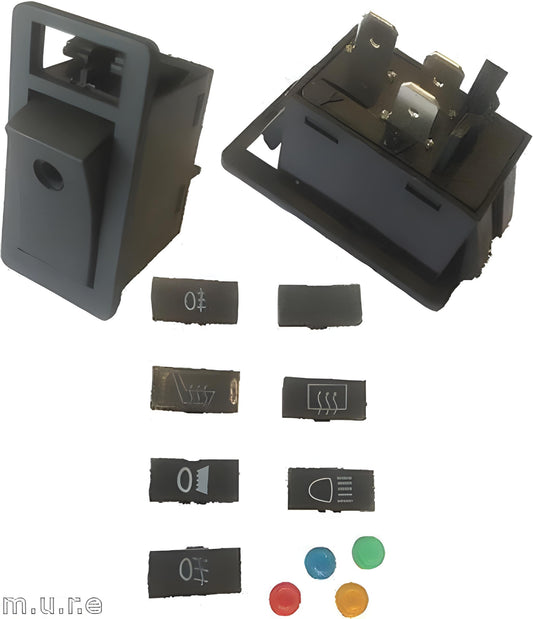 numerous black car switches on a white background 