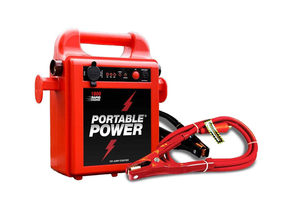 Red Portable Power 24v battery booster jump pack with 2m and 1 5m leads for rapid charging