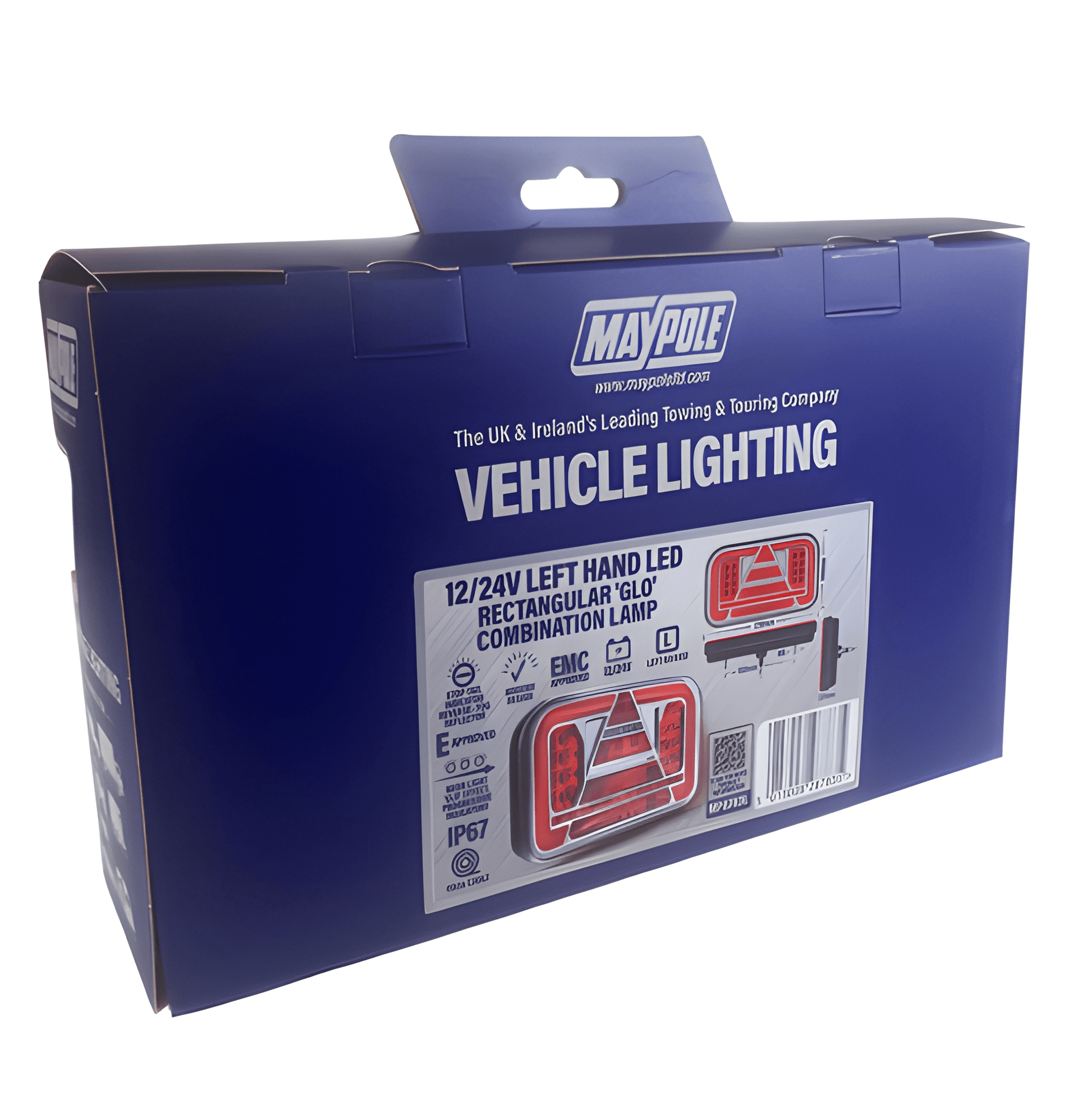 Maypole vehicle lighting packaging box on a white background