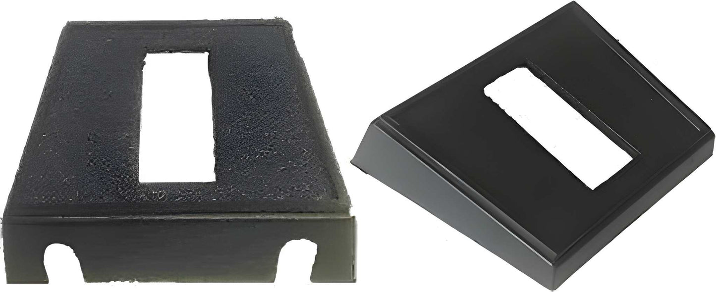 Rectangle Square Rocker Panel On Off Toggle Switch Holder 1 Hole in black - Mid-Ulster Rotating Electrics Ltd on a white background