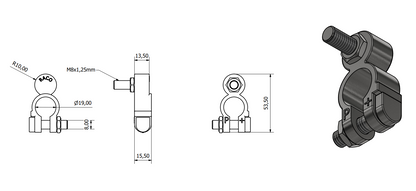 Positive Battery Terminal – 19mm diameter, Tin-Plated Brass, M8 x 22mm Bolt, Wood Auto BTT1004P/229