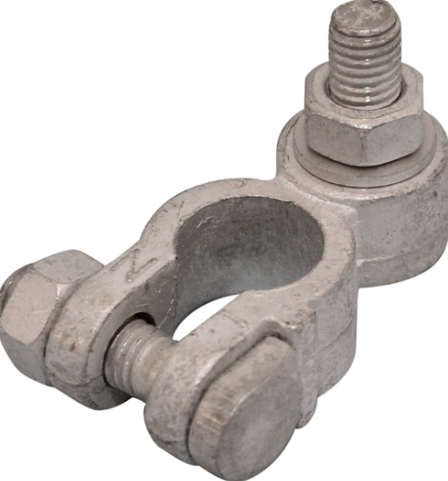 Negative Battery Terminal – 17mm diameter, Tin-Plated Brass, M8 x 22mm Bolt, Wood Auto BTT1004N/230