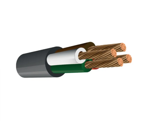 4-core electrical cable with green and white insulation and exposed braided copper wire. This high-quality cable is ideal for vehicle wiring and other electrical applications.