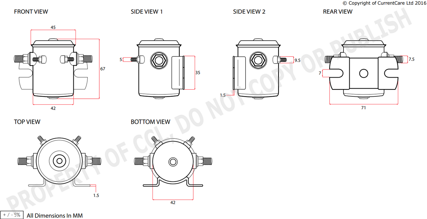 Universal Solenoid Tail Lifts Winches Continuous Rated 80A 12V Current Care 12-012A