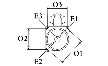 Technical drawing of a mechanical component with labeled dimensions on a white background